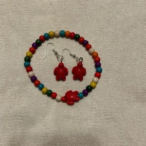 Turtle anklet and earrings
